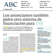 ABC. Los anunciantes también piden otro sistema de financiación para TVE